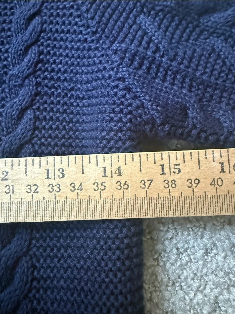 Hope & Henry Boys M Navy Cable Knit Button Mock Neck Sweater